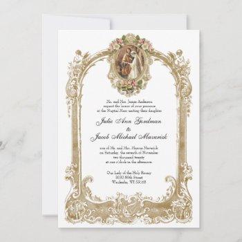 elegant traditional catholic wedding & reception invitation