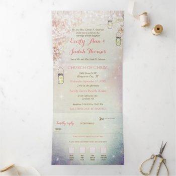 Small Elegant Tri-fold Heart Leaf Wedding Includes Rsvp Front View