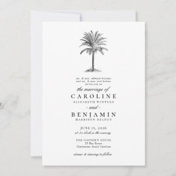 elegant tropical vintage palm tree wedding invitation