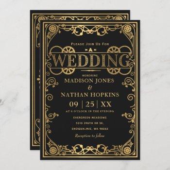 elegant victorian steampunk wedding invitation