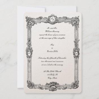 elegant vintage baroque rococo frame wedding invitation