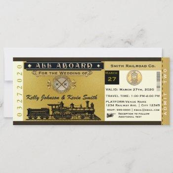 Small Elegant Vintage Wedding Train Ticket Front View