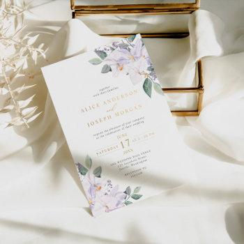 elegant watercolor greenery & orchids wedding foil invitation