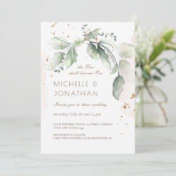 Small Elegant Watercolor Greenery Wedding Christian Front View