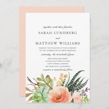 Small Elegant Watercolor Succulent | Wedding Front View
