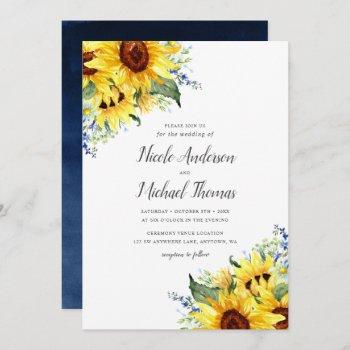 elegant watercolor sunflowers wedding invitation