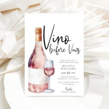 elegant watercolor vino before vows bridal shower  invitation