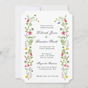 elegant watercolor wildflower wedding invitation