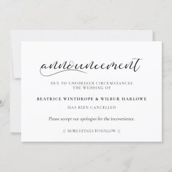 Small Elegant Wedding Cancellation Announcement Front View