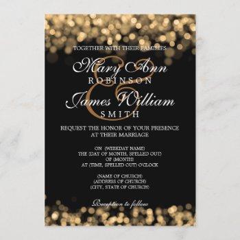 elegant wedding gold lights invitation