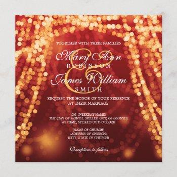 elegant wedding gold string lights invitation