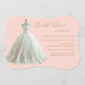 elegant wedding gown bridal shower invitation
