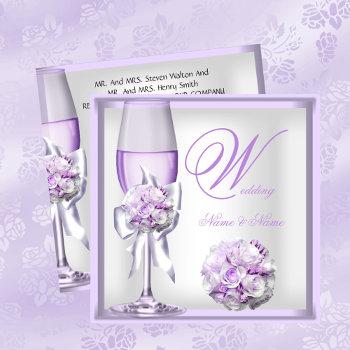 elegant wedding lavender purple lilac champagne 2 invitation
