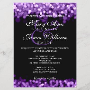 elegant wedding purple lights invitation