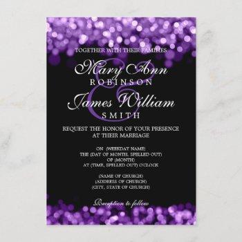 elegant wedding purple lights invitation