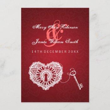 elegant wedding reception key to my heart red invitation