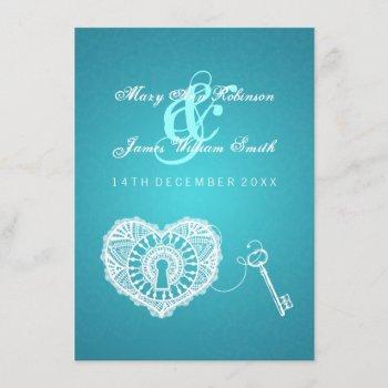 elegant wedding reception key to my heart turquois invitation