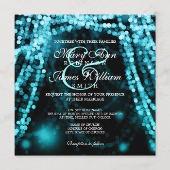 elegant wedding turquoise string lights invitation