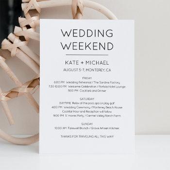 elegant wedding weekend itinerary invitation