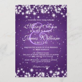 elegant wedding winter sparkle purple invitation