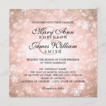 elegant wedding winter wonderland sparkle copper invitation