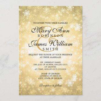 Small Elegant Wedding Winter Wonderland Sparkle Gold Front View