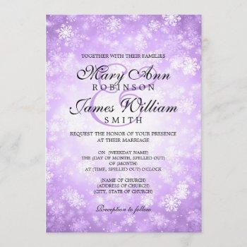 elegant wedding winter wonderland sparkle purple invitation