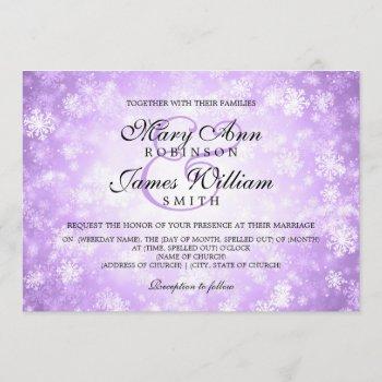 Small Elegant Wedding Winter Wonderland Sparkle Purple Front View