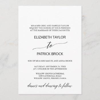 Small Elegant White And Black Calligraphy Formal Wedding Front View