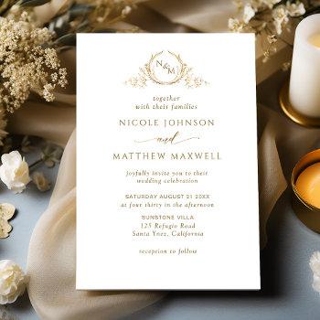 Small Elegant White And Gold Monogram Wedding Front View