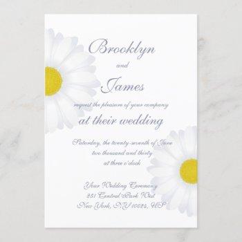 elegant white daisy floral wedding invitations