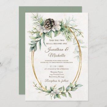 elegant winter christmas floral christian wedding invitation