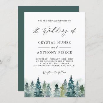 elegant winter forest pine trees wedding invitation