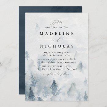 elegant winter forest wedding invitation