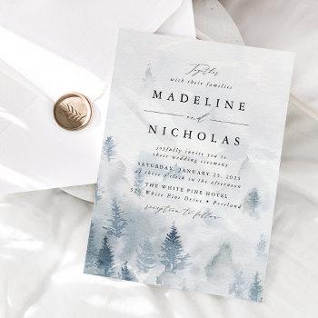 Small Elegant Winter Forest Wedding Front View