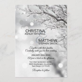 elegant winter wonderland snow snowflakes wedding invitation