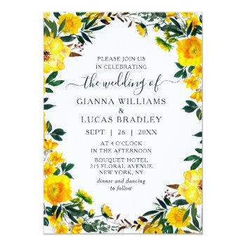 Small Elegant Yellow Watercolor Botanical Floral Wedding Front View