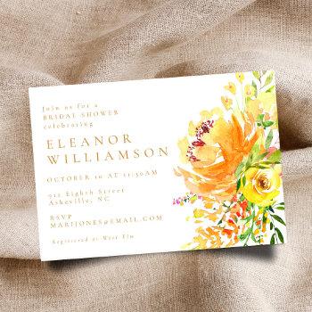 Small Elegant Yellow Watercolor Floral Baby Shower Front View