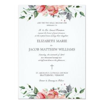 Small Elizabeth Elegant Pink Flowers Catholic Wedding Front View