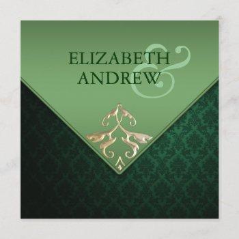Small Emerald Green And Gold Square Wedding Front View