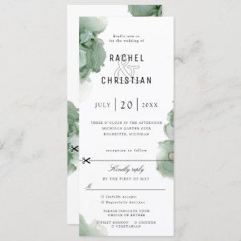 Small Emerald Green Geode Wedding Invite W Rsvp Attached Front View