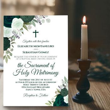 Small Emerald Green Roses Modern Catholic Wedding Front View
