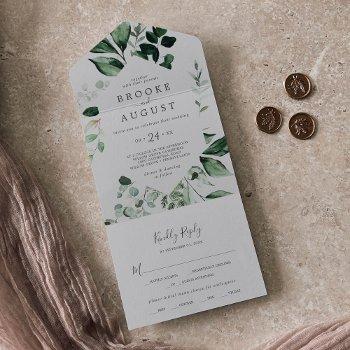 emerald greenery | gray wedding all in one invitation