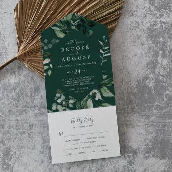 emerald greenery | green wedding all in one invitation