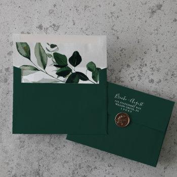emerald greenery | green wedding invitation envelope