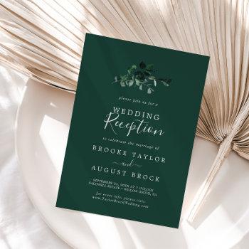 emerald greenery | green wedding reception invitation