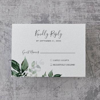 Small Emerald Greenery Horizontal Wedding Rsvp Front View