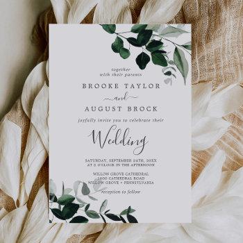 emerald greenery wedding invitation