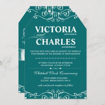 emerald modern vintage typography or any color invitation