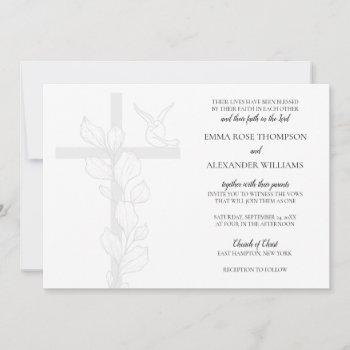 emma elegant cross & doves christian wedding invitation